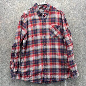 Eddie Bauer Shirt Mens TL Red Plaid Flannel Long Sleeve Button Front Casual